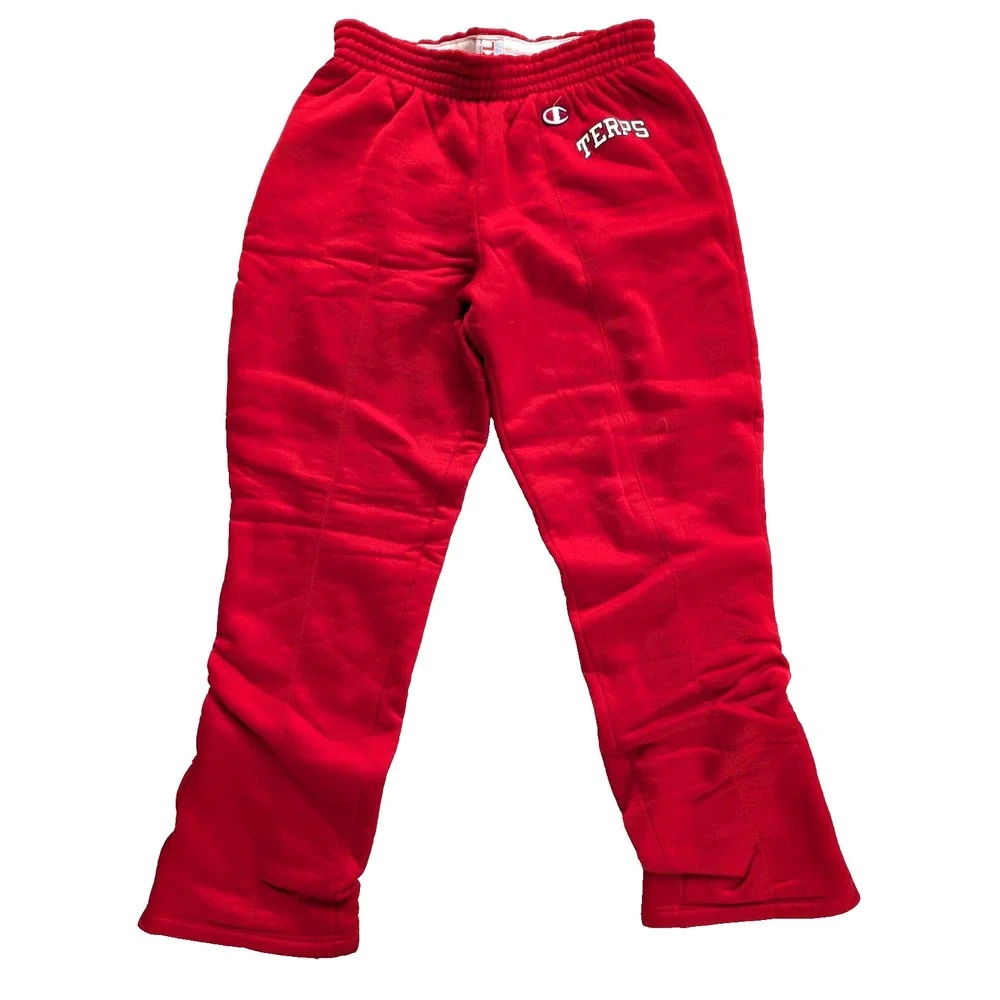 Mens XXL Vintage Champion Sweatpants Maryland Terps 80s Terps Red Double Lined‎